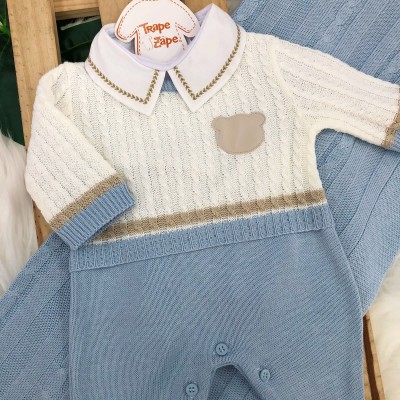 saída de Maternidade Anthony - Azul Bebe e Areia saída de Maternidade Anthony - Azul Bebe e Areia